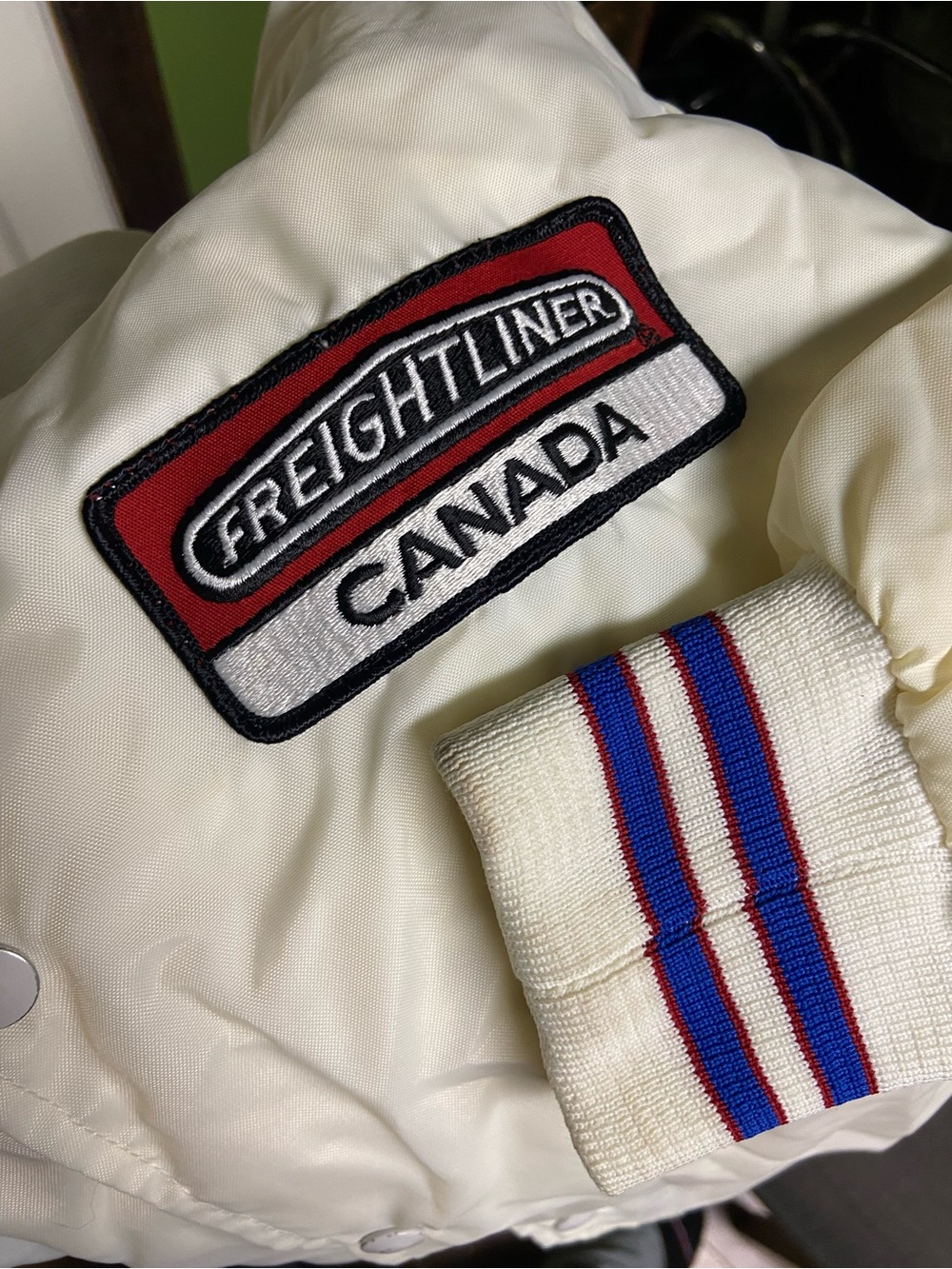 Satin Bomber Jacket with Blue-Striped Ribbing - Unbranded - Picture 3 of 4